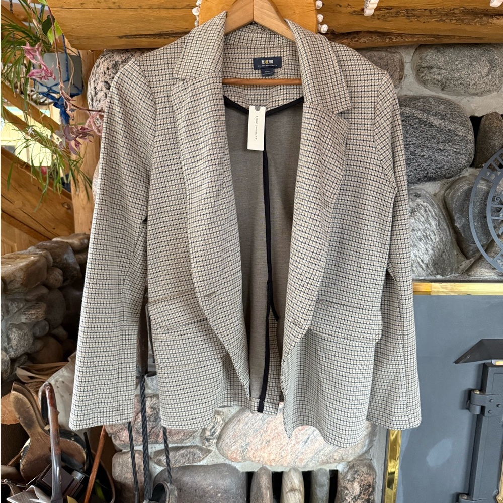 Maeve Women's Beige Houndstooth Blazer